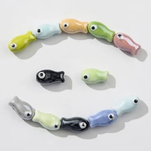 ANCADN Ceramic Fish Beads 20pcs | Cute Animal Beads for DIY Jewelry (Pink & Blue, Medium) thumbnail 4