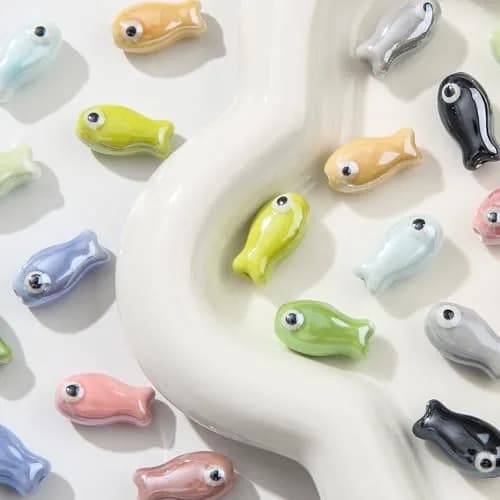 ANCADN Ceramic Fish Beads 20pcs | Cute Animal Beads for DIY Jewelry (Pink & Blue, Medium) thumbnail 8