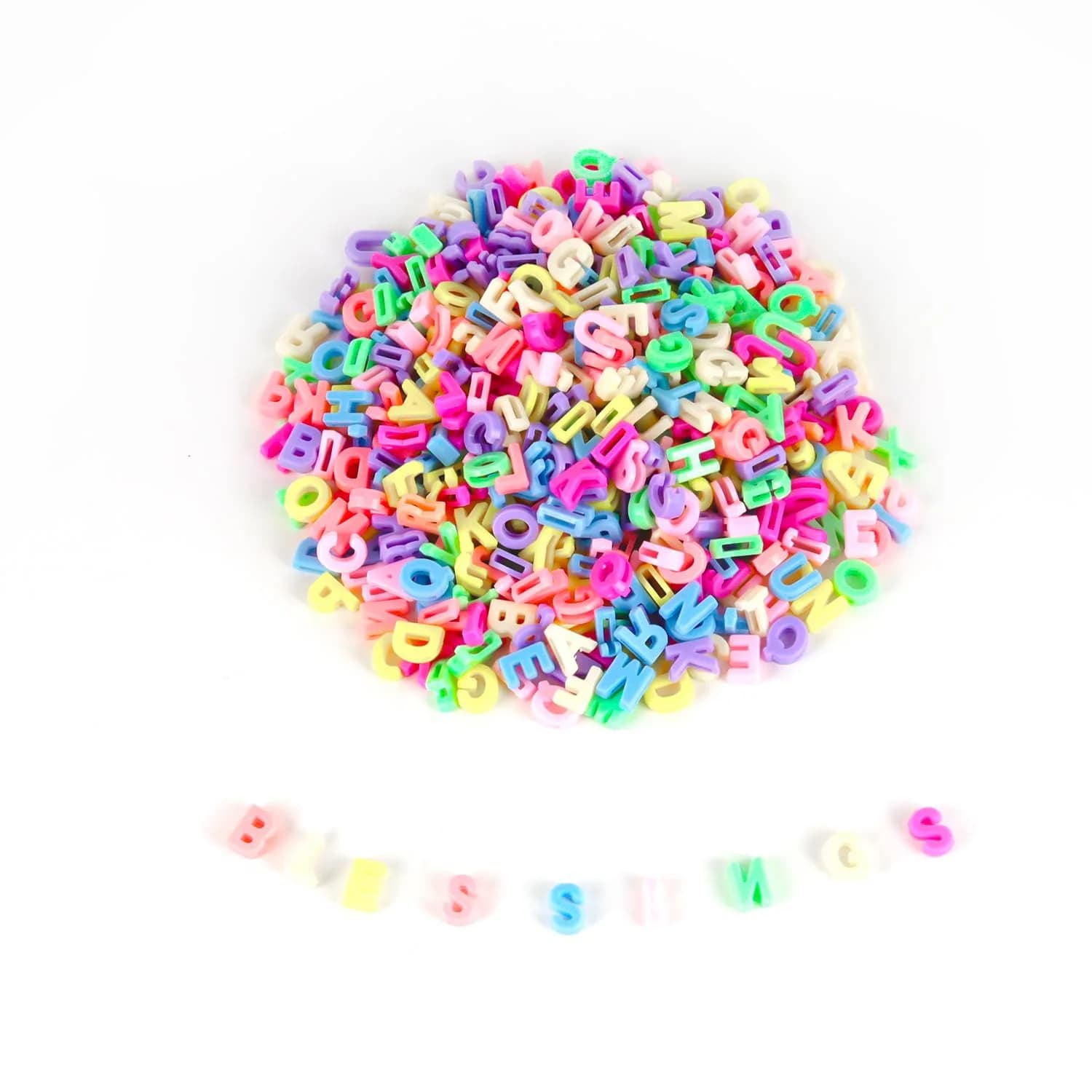 Horsdo Alphabet Letter Beads 9x12mm | 500+ Plastic Loose Beads for Jewelry & Crafts — Macaron