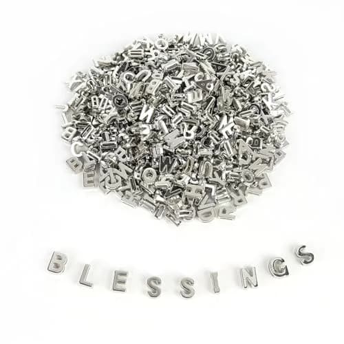 Horsdo Alphabet Letter Beads 9x12mm | Silver Plastic Loose Beads for Jewelry & Crafts thumbnail 1