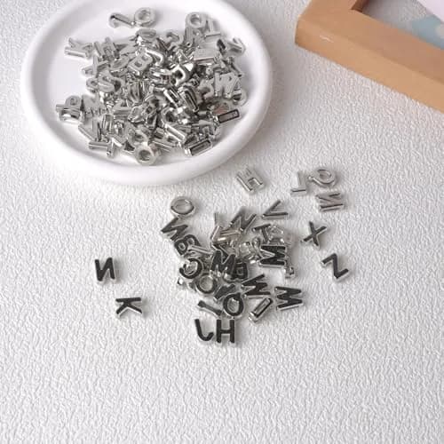 Horsdo Alphabet Letter Beads 9x12mm | Silver Plastic Loose Beads for Jewelry & Crafts thumbnail 4