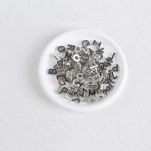 Horsdo Alphabet Letter Beads 9x12mm | Silver Plastic Loose Beads for Jewelry & Crafts thumbnail 6