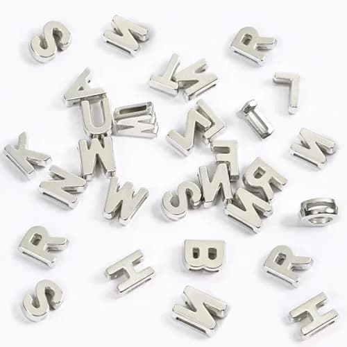 Horsdo Alphabet Letter Beads 9x12mm | Silver Plastic Loose Beads for Jewelry & Crafts thumbnail 7