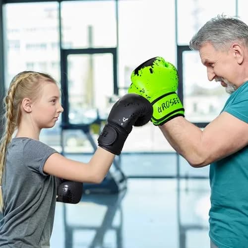 Grosee Kids Boxing Glove 10 oz (100-125 lbs) | Durable PU Leather & Cotton, Youth Sparring Gloves for Punching Bag, Kickboxing, Muay Thai, MMA (Black, 10 oz (100-125 lbs)) thumbnail 5