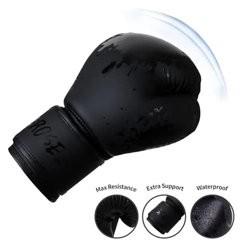 Grosee Kids Boxing Glove 10 oz (100-125 lbs) | Durable PU Leather & Cotton, Youth Sparring Gloves for Punching Bag, Kickboxing, Muay Thai, MMA (Black, 10 oz (100-125 lbs)) thumbnail 2