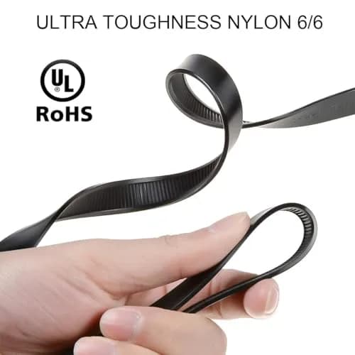 VAMRONE Black 20Pcs Heavy Duty Zip Tie Handcuffs Restraint 87.4 cm (35.4 inches) | Double Lock Nylon Cuffs with UV & Heat Resistance thumbnail 2