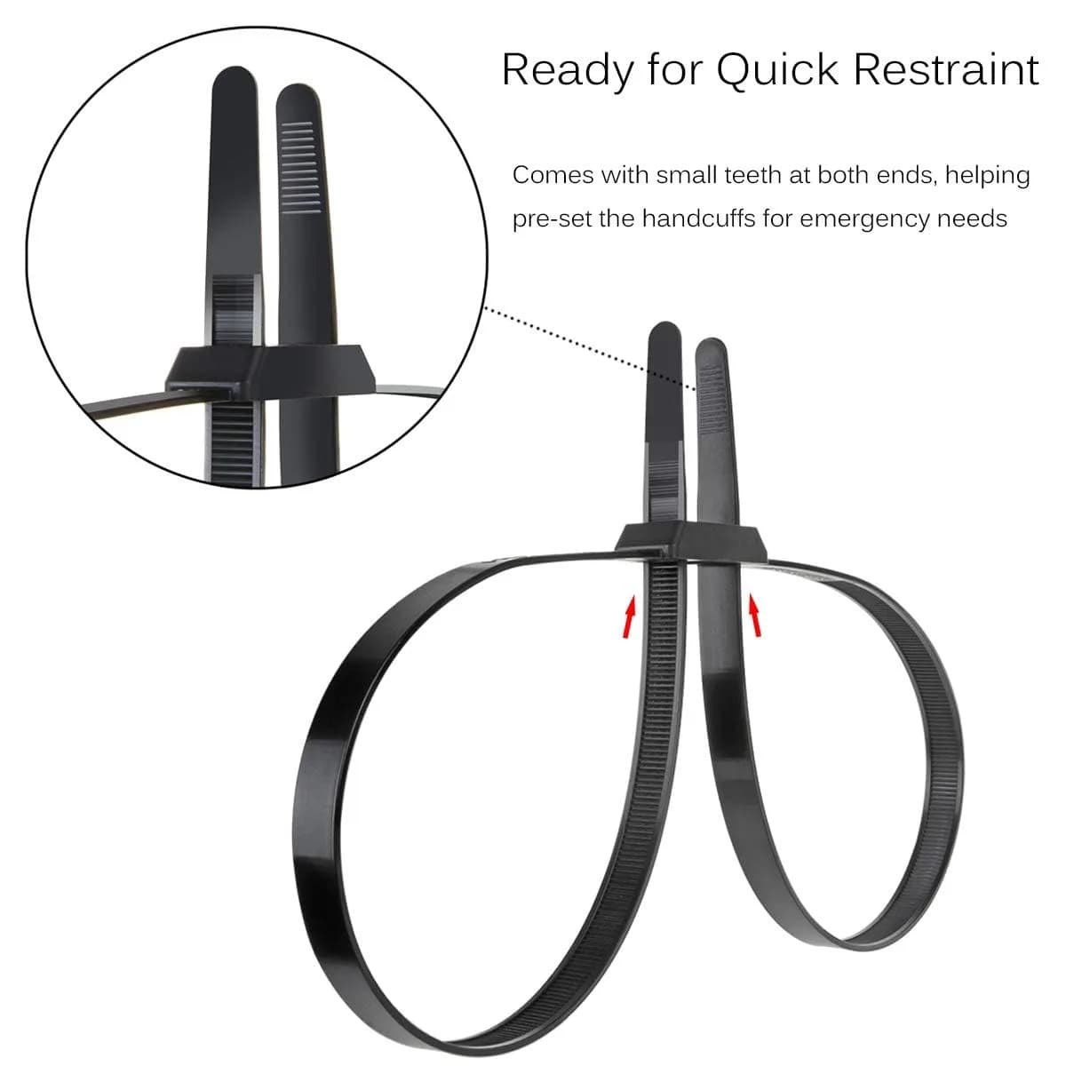 VAMRONE Black 20Pcs Heavy Duty Zip Tie Handcuffs Restraint 87.4 cm (35.4 inches) | Double Lock Nylon Cuffs with UV & Heat Resistance - view 4