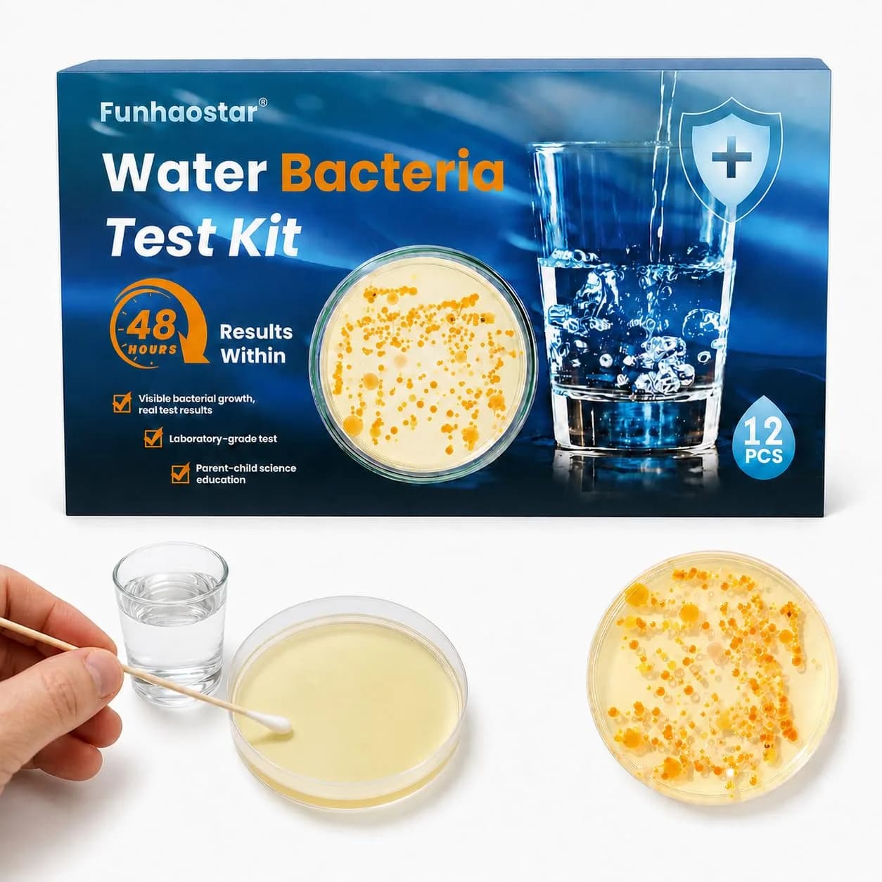 Funhaostar Bacteria Water Test Kit 12-Pack | Accurate Lab Analysis Included