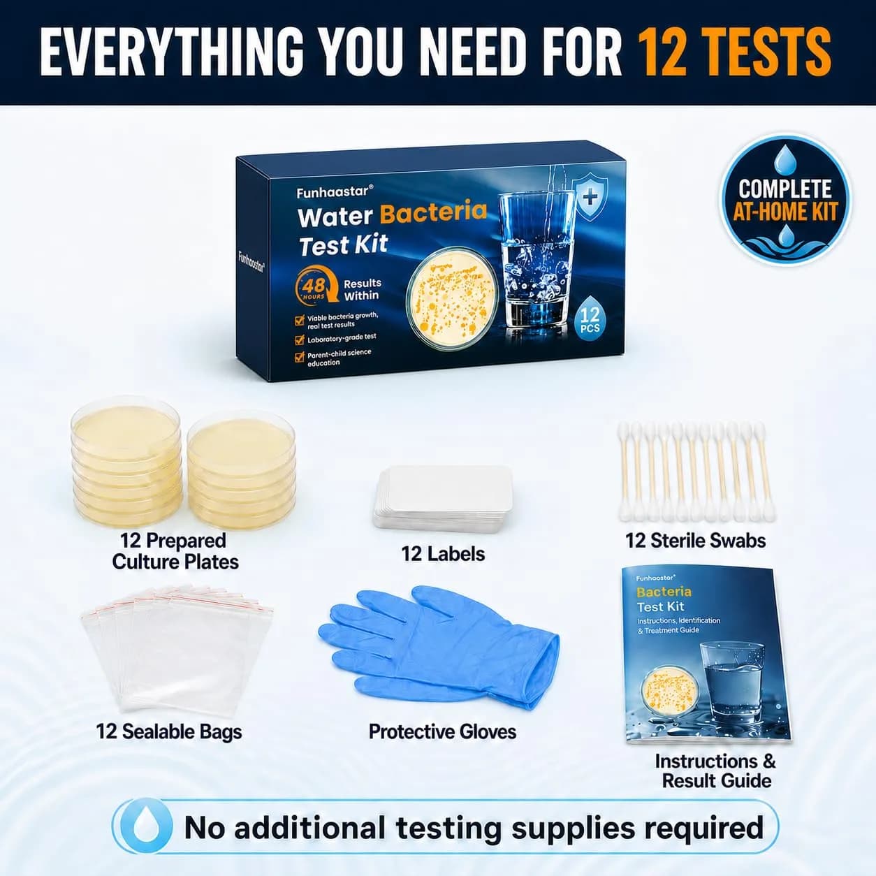 Funhaostar Bacteria Water Test Kit 12-Pack | Accurate Lab Analysis Included - view 4