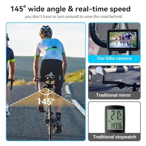 FEISIKE Bike Camera with 4.3" Display & Cyclocomputer | 145° Wide-Angle Night Vision Rearview Mirror for Safer Rides thumbnail 6