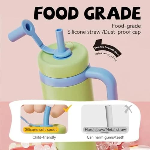 FRAGRANTGARDEN Whale Squirt 24oz Insulated Water Bottle with Handle | Leak-Proof Stainless Steel Kids & Adults thumbnail 4