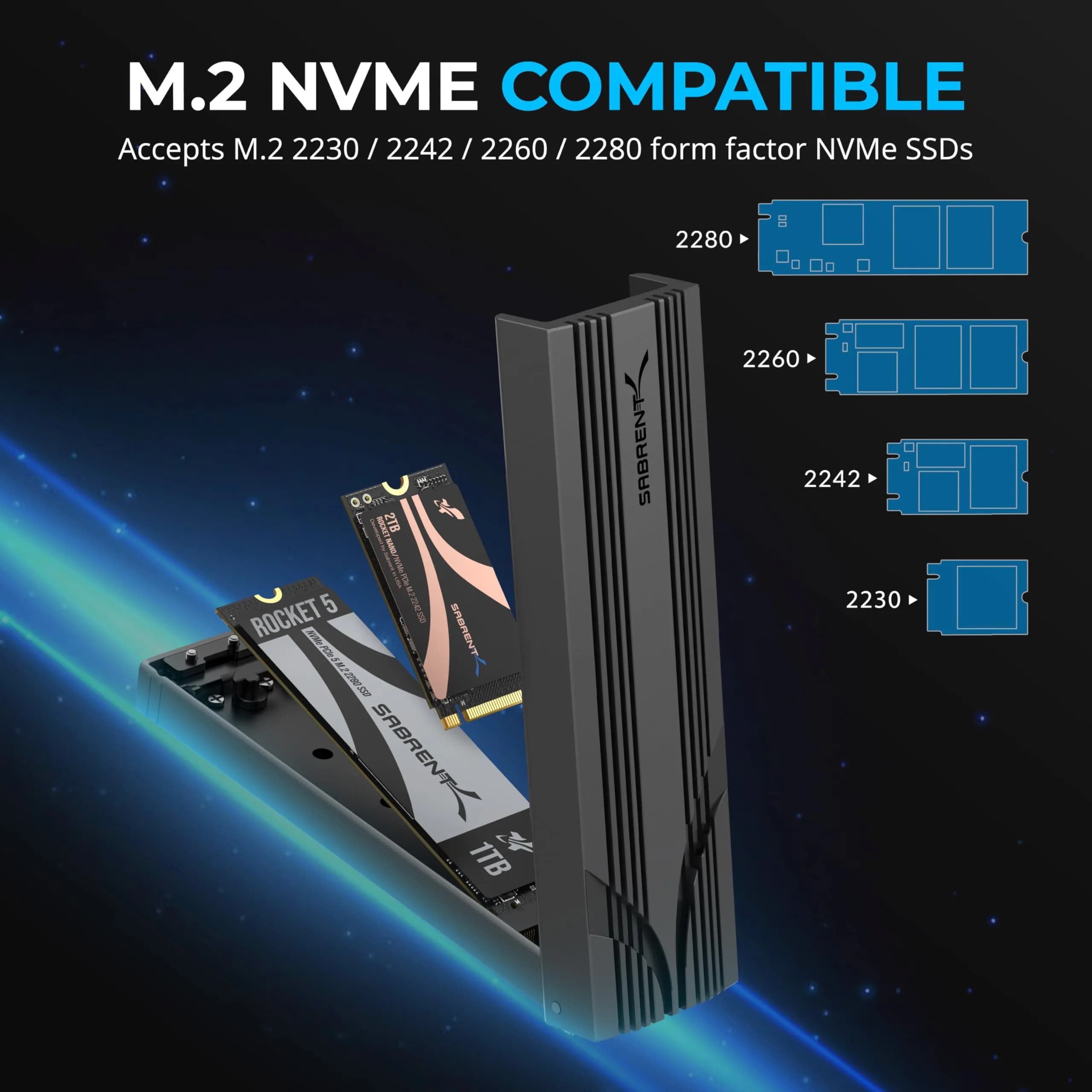 SABRENT USB-C NVMe Enclosure & Reader, M.2 PCIe SSD 10Gbps (EC-PNVO) 1250 MB/s | Tool-Free Installation - view 6