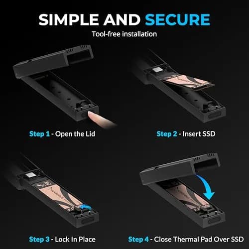 SABRENT USB-C NVMe Enclosure & Reader, M.2 PCIe SSD 10Gbps (EC-PNVO) 1250 MB/s | Tool-Free Installation thumbnail 2