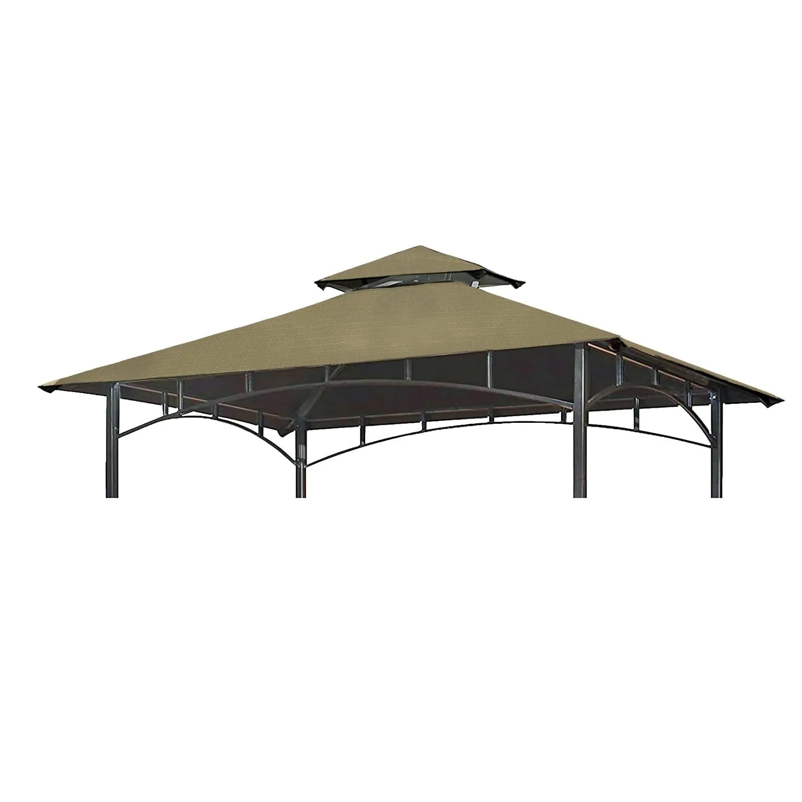 Wonwon Grill Gazebo Replacement Canopy Top 5x8 Khaki Ripstop | Double Tiered Outdoor BBQ Cover