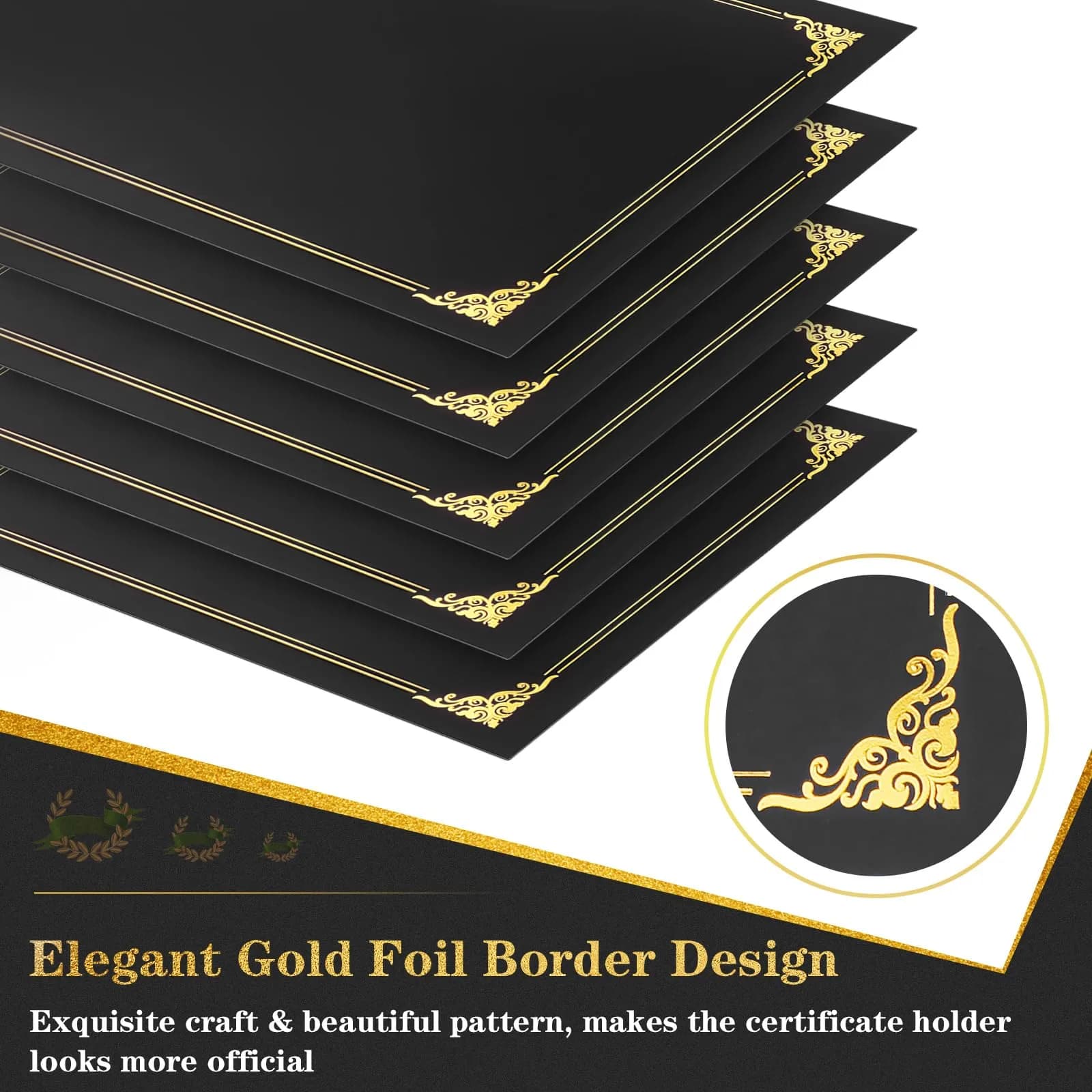 COIDEA Black Certificate Holders 50-Pack | Professional Diploma Covers for 8.5" x 11" Documents - view 3
