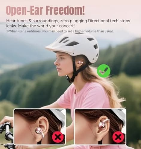 Kinglucky Clip-On Earbuds Gen 3 | Open-Ear Wireless Bluetooth 6.0 Headphones with Mic, 50H Play, ENC, Waterproof, Pink thumbnail 9
