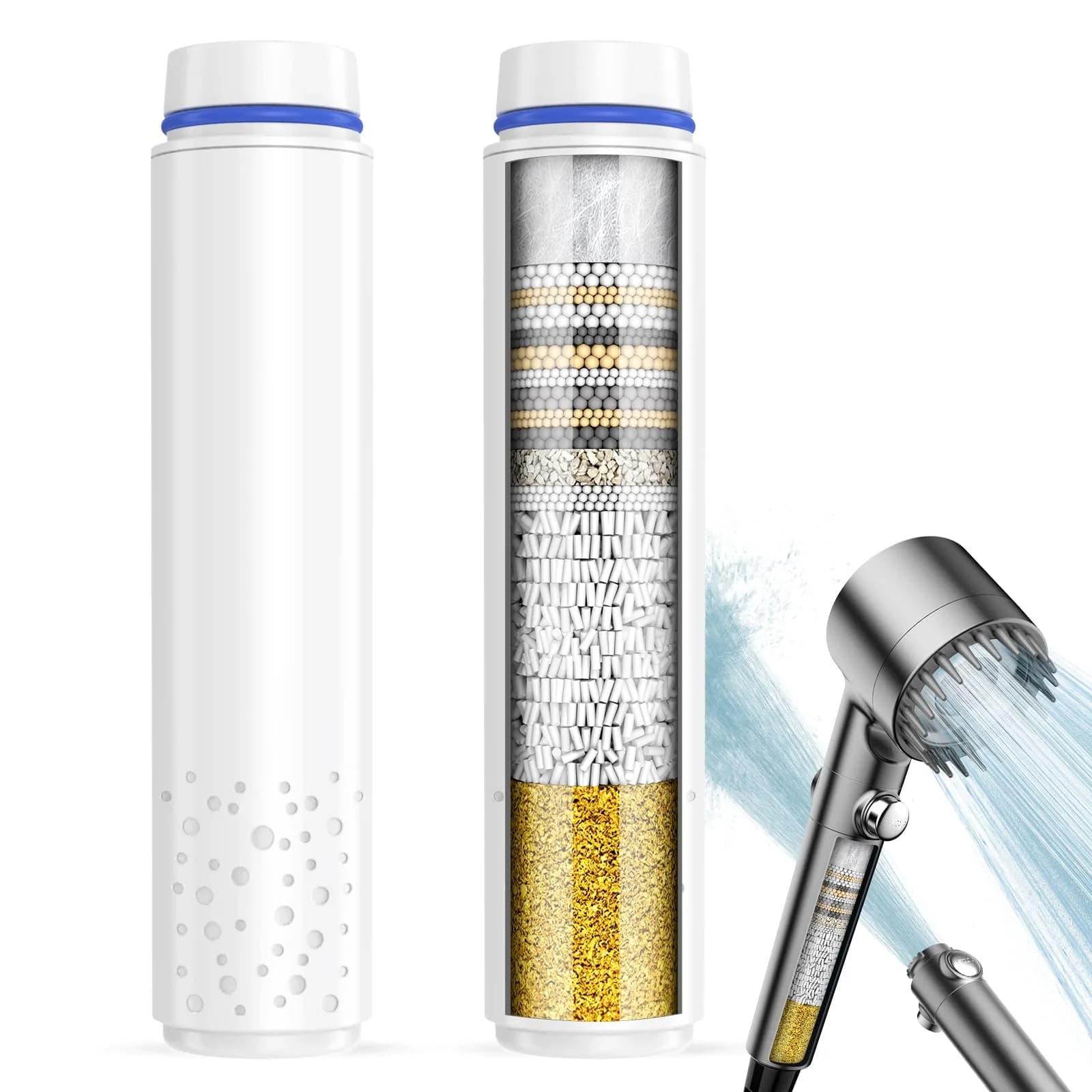 PWERAN Upgraded Shower Filter for Handheld Shower Head 2 Pack | Removes Chlorine & Harmful Substances