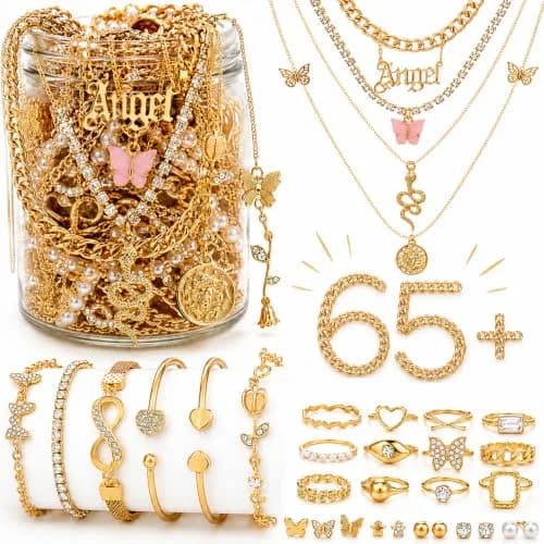 JYSO Mystery Jewelry Jar Bundle 65+ Pieces | Gold Jewelry Set for Women & Teens thumbnail 1