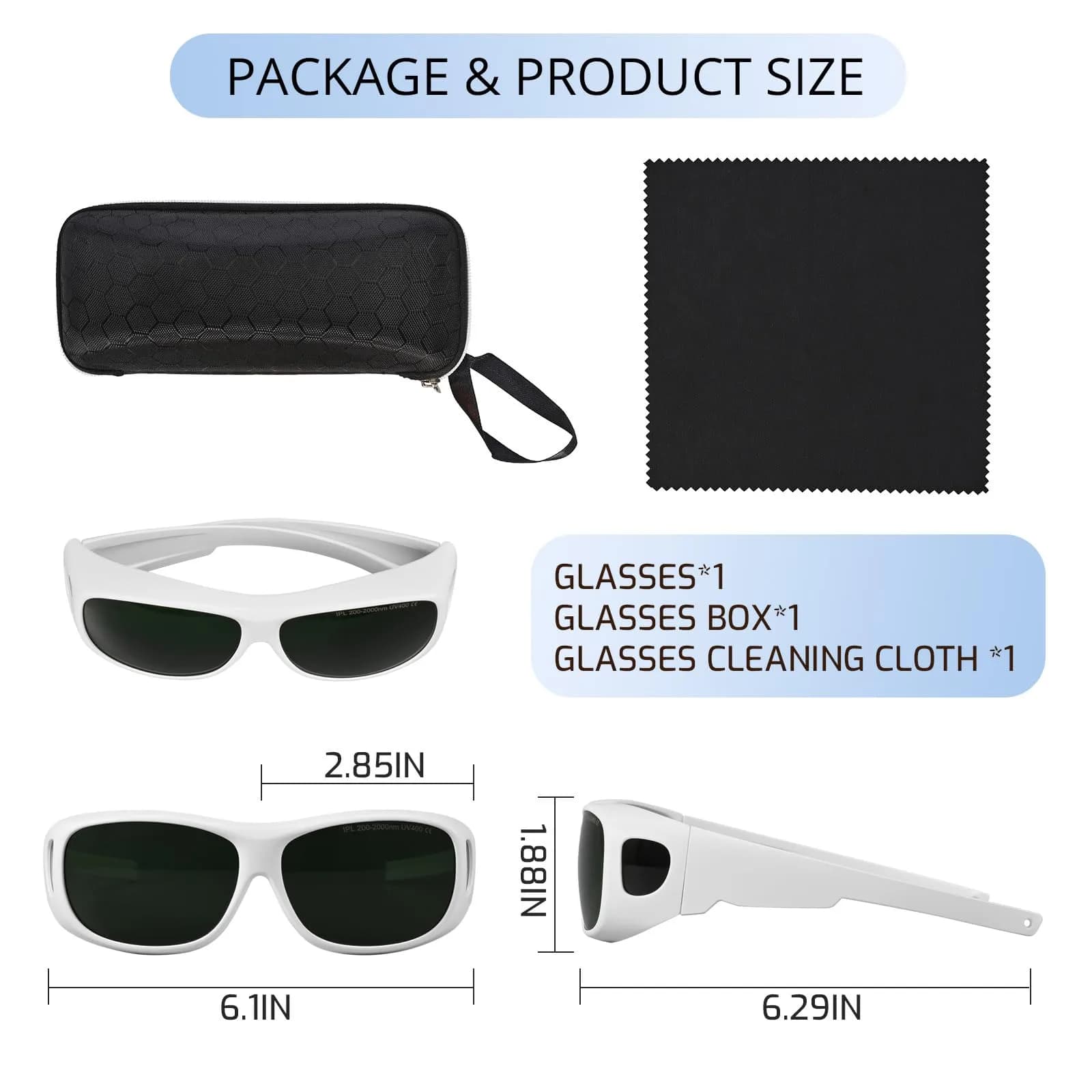 LPSAFP IPL Laser Safety Glasses ANSI Z87.1 Certified | 200-2000nm Protective Goggles for Laser Hair Removal, Cosmetology & Medical Aesthetics - view 6