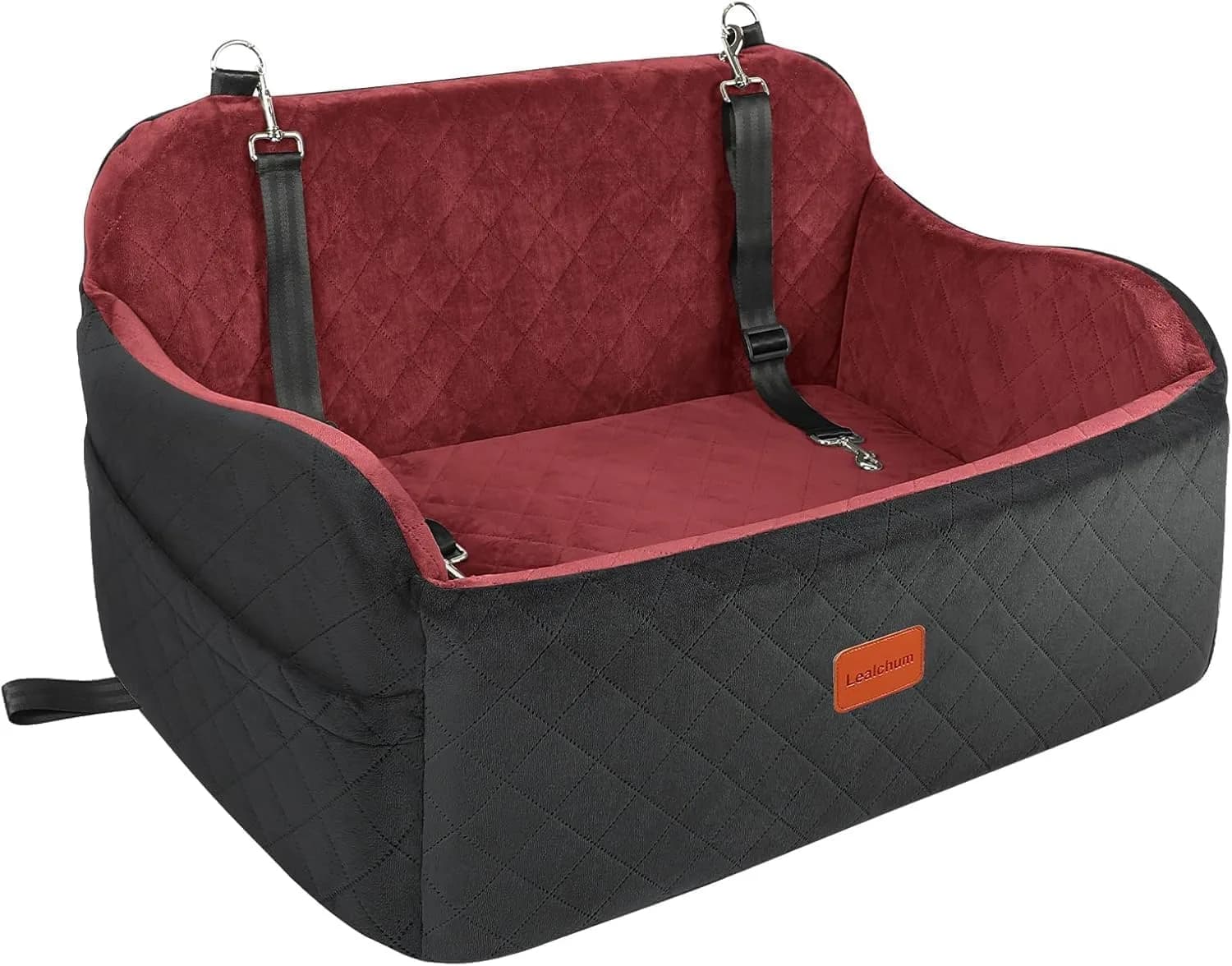 Lealchum Dog Car Seat for Medium/Large Dogs | Washable, Safe & Comfortable — Black/Red