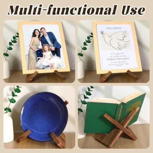 KINYFY Wooden Vinyl Record Stand, Plate Holder Display Stand 24 cm (9.5 in) | Vintage Style for Books & Photos thumbnail 4