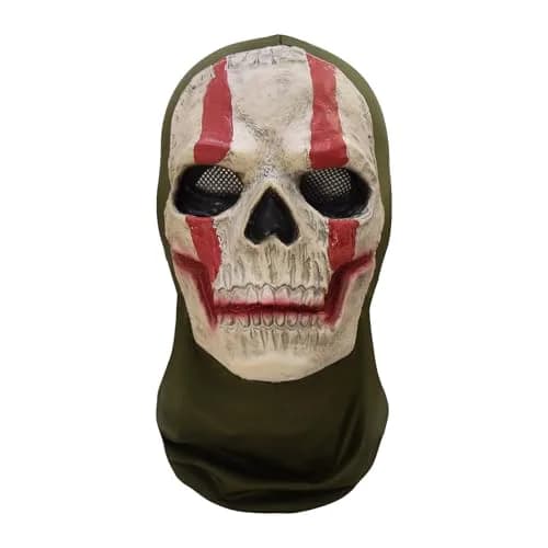 Masfrida Ghost Skull Mask Full Face Unisex for War Game Outdoor Sport Halloween Cosplay (Red, One Size) thumbnail 1