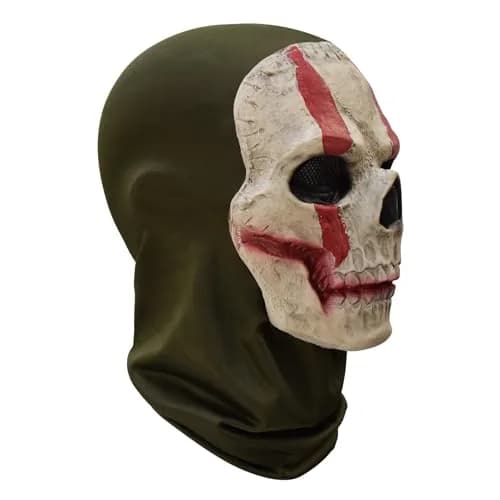 Masfrida Ghost Skull Mask Full Face Unisex for War Game Outdoor Sport Halloween Cosplay (Red, One Size) thumbnail 3