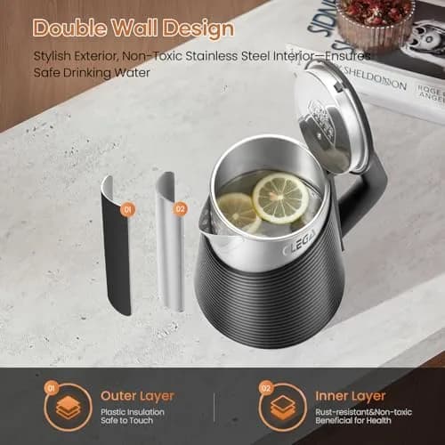 Olega Electric Kettle 1.8L | 1500W Stainless Steel Water Boiling for Coffee & Tea thumbnail 5