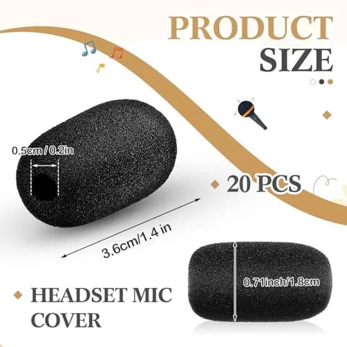Innconee Mini Mic Foam Windscreen Covers 5mm x 3.6cm (20 Pcs) | Noise Reduction for Headset & Lapel Mics thumbnail 2