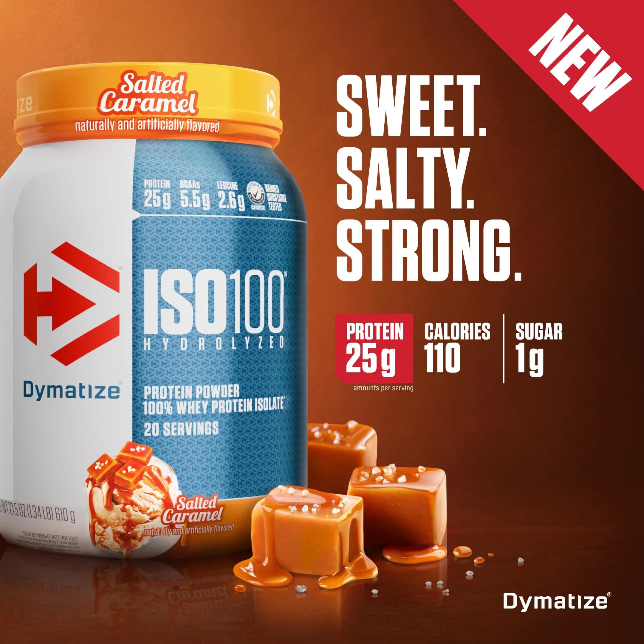 Dymatize ISO100 Whey Protein Powder Isolate Salted Caramel 1.34lb | High Protein Muscle Fuel - view 2