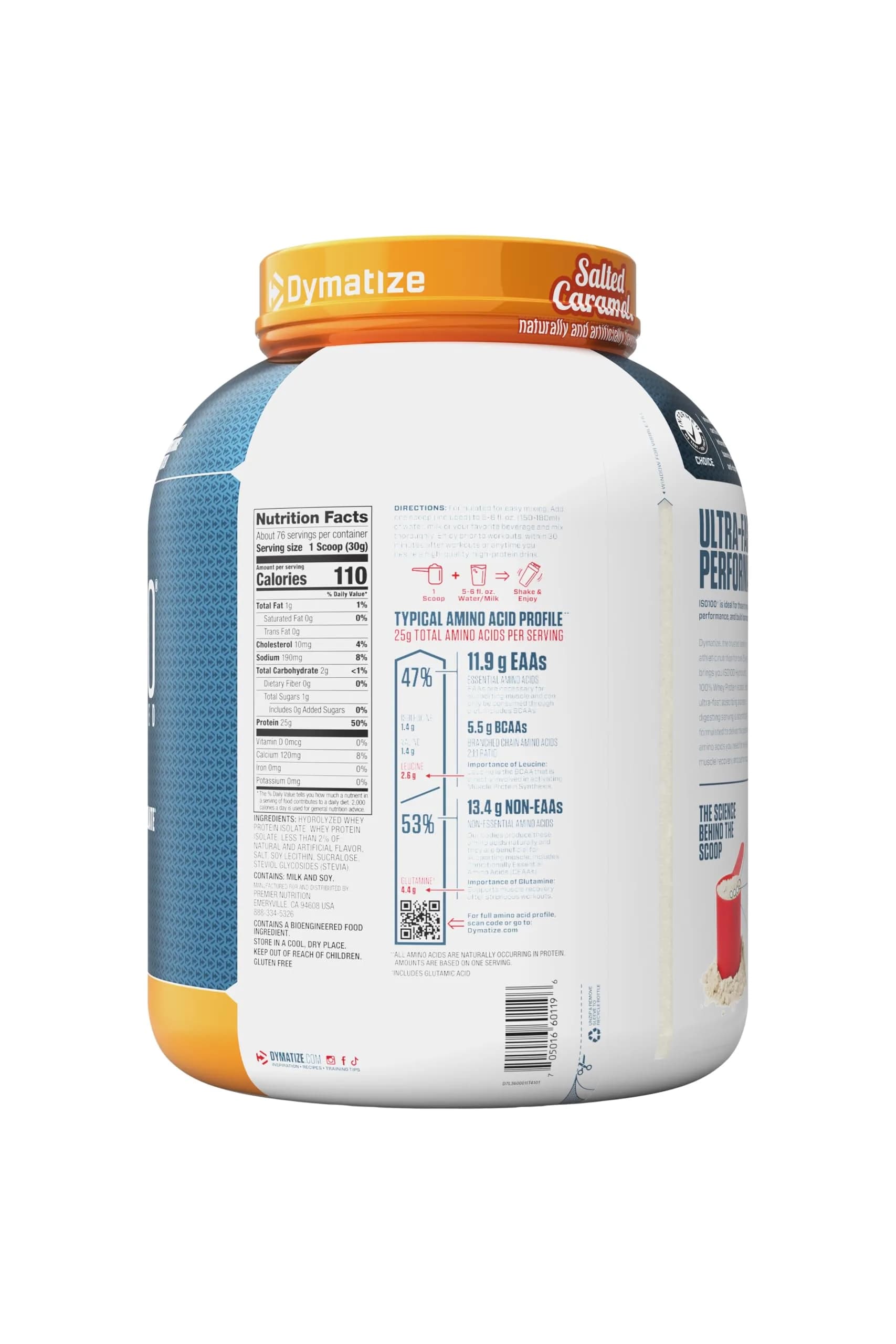Dymatize ISO100 Whey Protein Powder Isolate Salted Caramel 1.34lb | High Protein Muscle Fuel - view 7