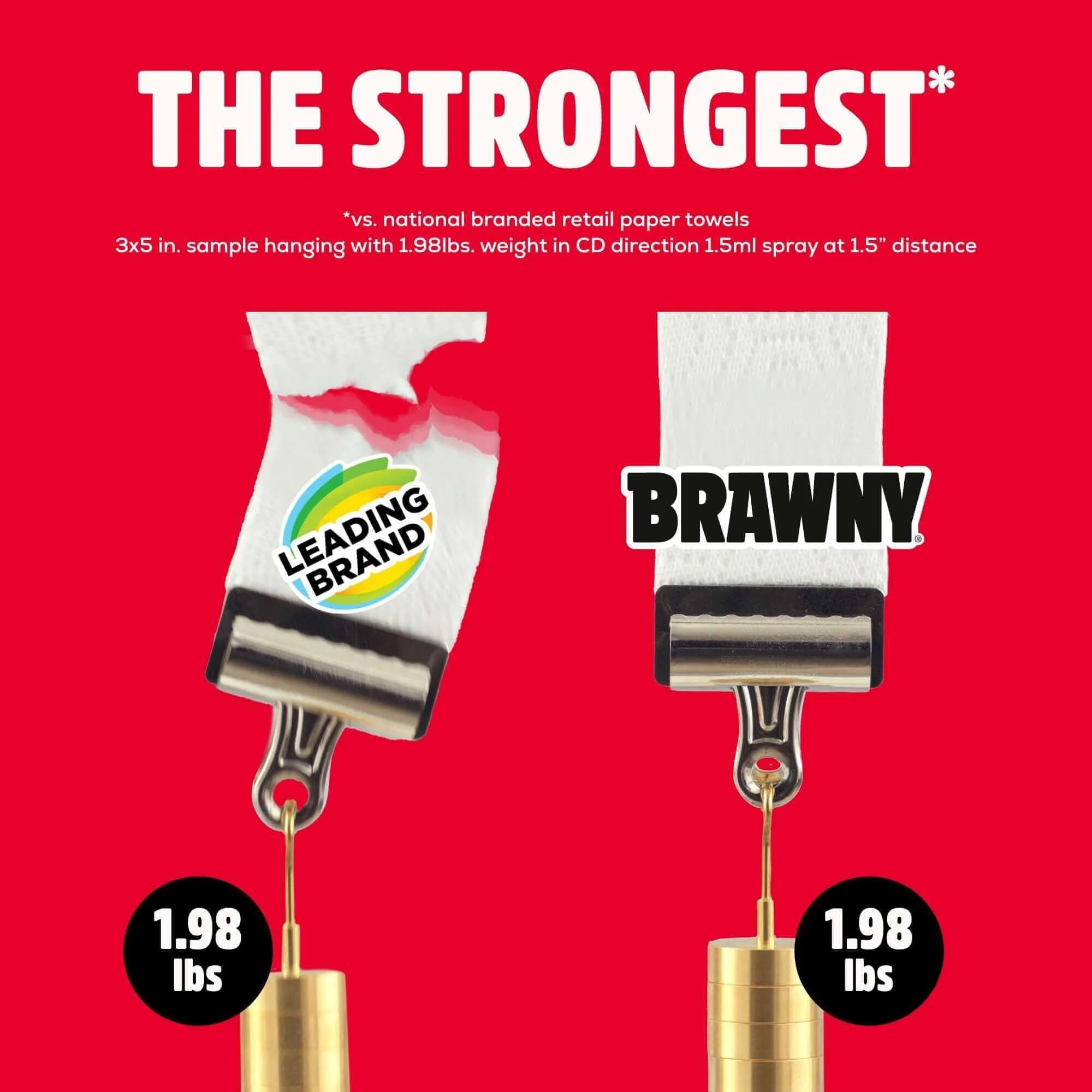 Brawny Tear-A-Square 3-Ply Paper Towels, 6 Double Rolls = 12 Regular Rolls | Strong, Absorbent, Eco-Friendly - view 4