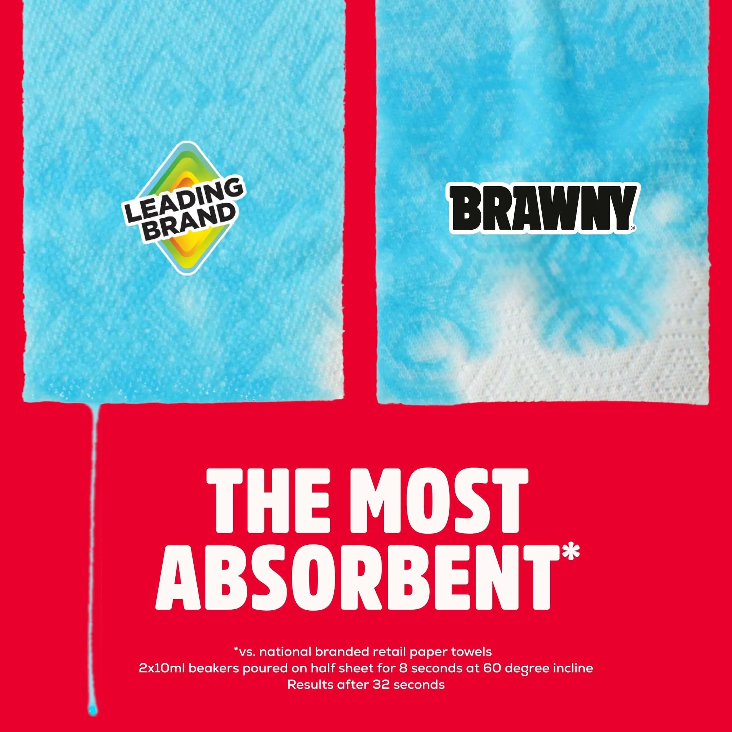 Brawny Tear-A-Square 3-Ply Paper Towels, 6 Double Rolls = 12 Regular Rolls | Strong, Absorbent, Eco-Friendly - view 5