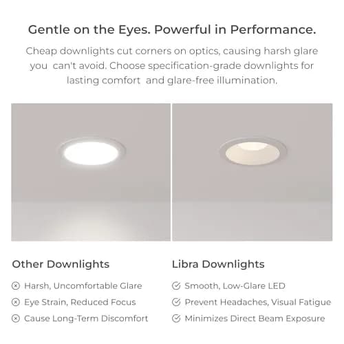 VidaLite Libra 3in White LED Recessed Ceiling Light | Selectable 5CCT & Full Range Dimmer, 1200LM, 14W, ETL, Wet Rated thumbnail 4