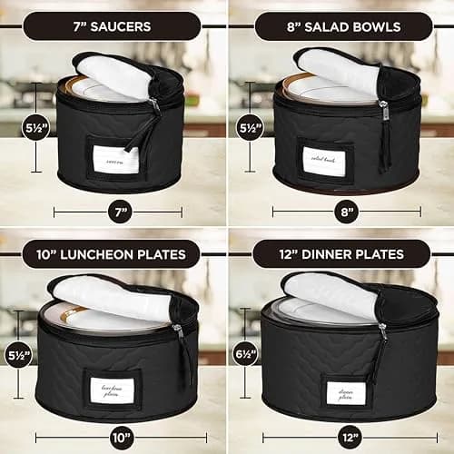 HOLDN’ STORAGE 5-Piece China Storage Set for 12 Place Settings | Quilted Microfiber with Dividers thumbnail 4