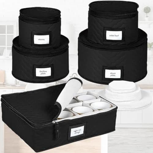 HOLDN’ STORAGE 5-Piece China Storage Set for 12 Place Settings | Quilted Microfiber with Dividers thumbnail 7