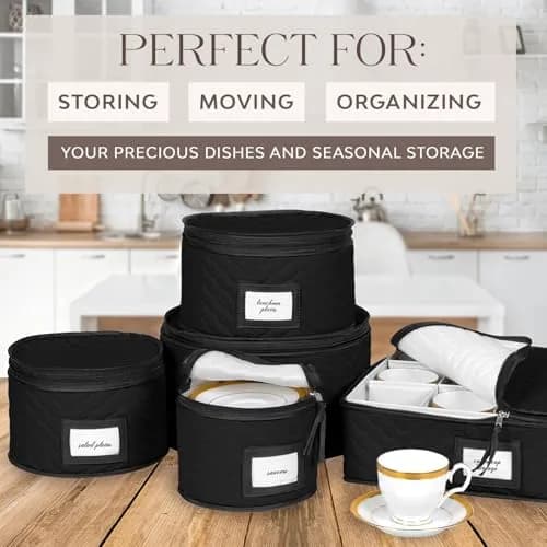 HOLDN’ STORAGE 5-Piece China Storage Set for 12 Place Settings | Quilted Microfiber with Dividers thumbnail 2
