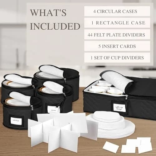HOLDN’ STORAGE 5-Piece China Storage Set for 12 Place Settings | Quilted Microfiber with Dividers thumbnail 3
