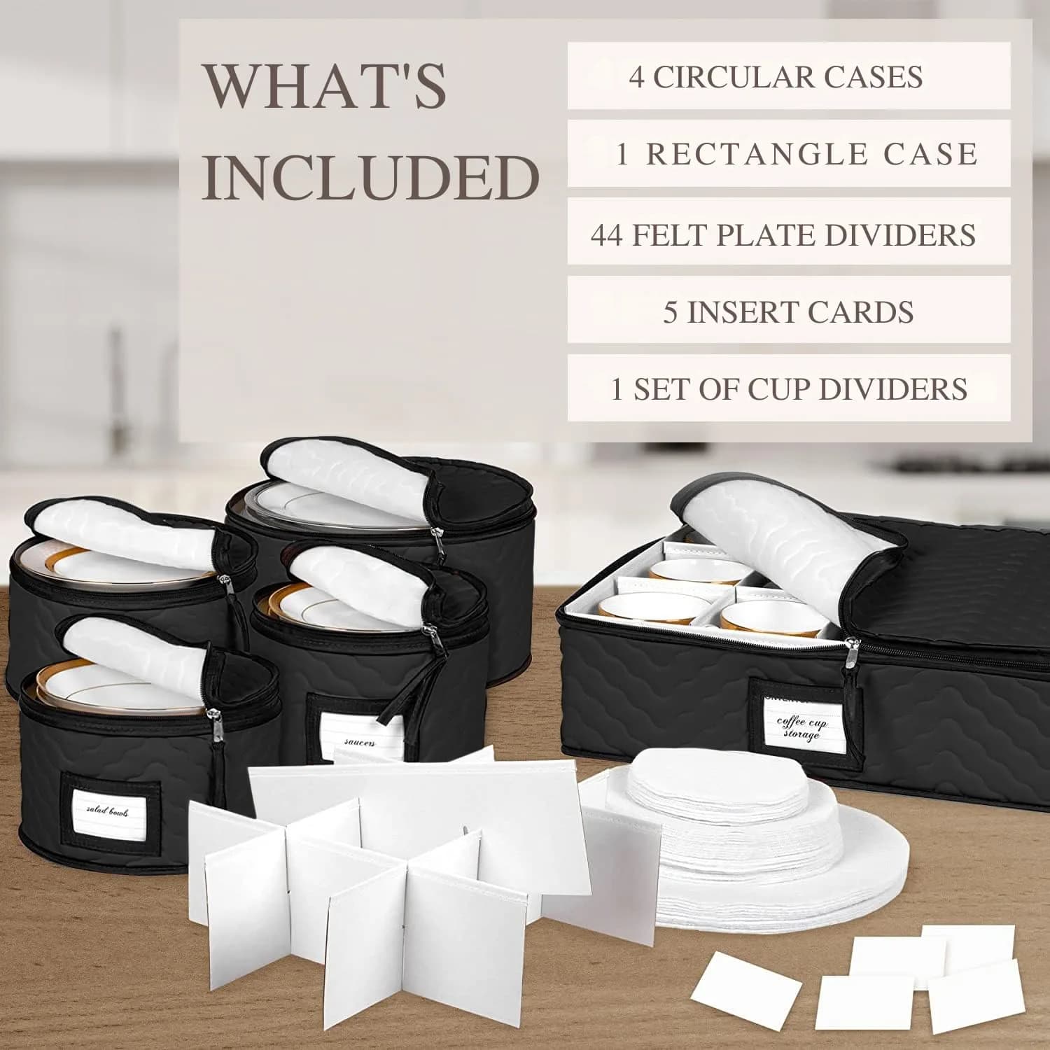 HOLDN’ STORAGE 5-Piece China Storage Set for 12 Place Settings | Quilted Microfiber with Dividers - view 3