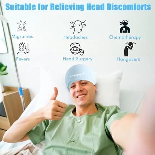 sfiocoopck Chemo Cold Cap for Chemotherapy & Migraine Relief, Light Blue | Scalp Cooling Therapy thumbnail 3