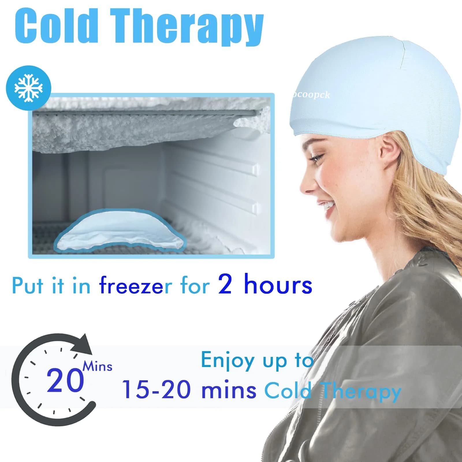 sfiocoopck Chemo Cold Cap for Chemotherapy & Migraine Relief, Light Blue | Scalp Cooling Therapy - view 4