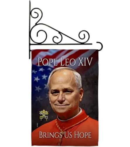 Pope Leo XIV Tribute Flag Holder Kit Wall Hanging Canvas Tapestry 13" x 18.5" | Weather Resistant Made in USA thumbnail 1