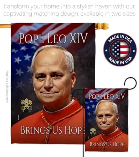 Pope Leo XIV Tribute Flag Holder Kit Wall Hanging Canvas Tapestry 13" x 18.5" | Weather Resistant Made in USA thumbnail 4