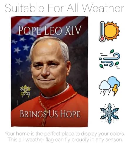 Pope Leo XIV Tribute Flag Holder Kit Wall Hanging Canvas Tapestry 13" x 18.5" | Weather Resistant Made in USA thumbnail 6