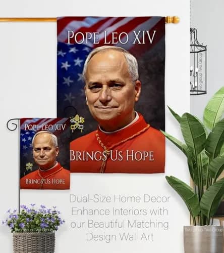 Pope Leo XIV Tribute Flag Holder Kit Wall Hanging Canvas Tapestry 13" x 18.5" | Weather Resistant Made in USA thumbnail 8