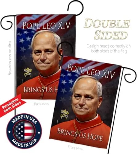 Pope Leo XIV Tribute Flag Holder Kit Wall Hanging Canvas Tapestry 13" x 18.5" | Weather Resistant Made in USA thumbnail 3