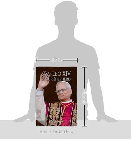Pope Leo XIV Catholic Flag Holder Kit Wall Hanging Canvas Tapestry 13" x 18.5" | Weather Resistant Indoor/Outdoor Use thumbnail 2