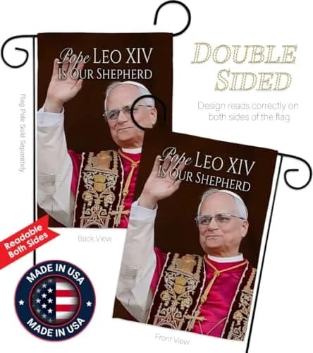 Pope Leo XIV Catholic Flag Holder Kit Wall Hanging Canvas Tapestry 13" x 18.5" | Weather Resistant Indoor/Outdoor Use thumbnail 3