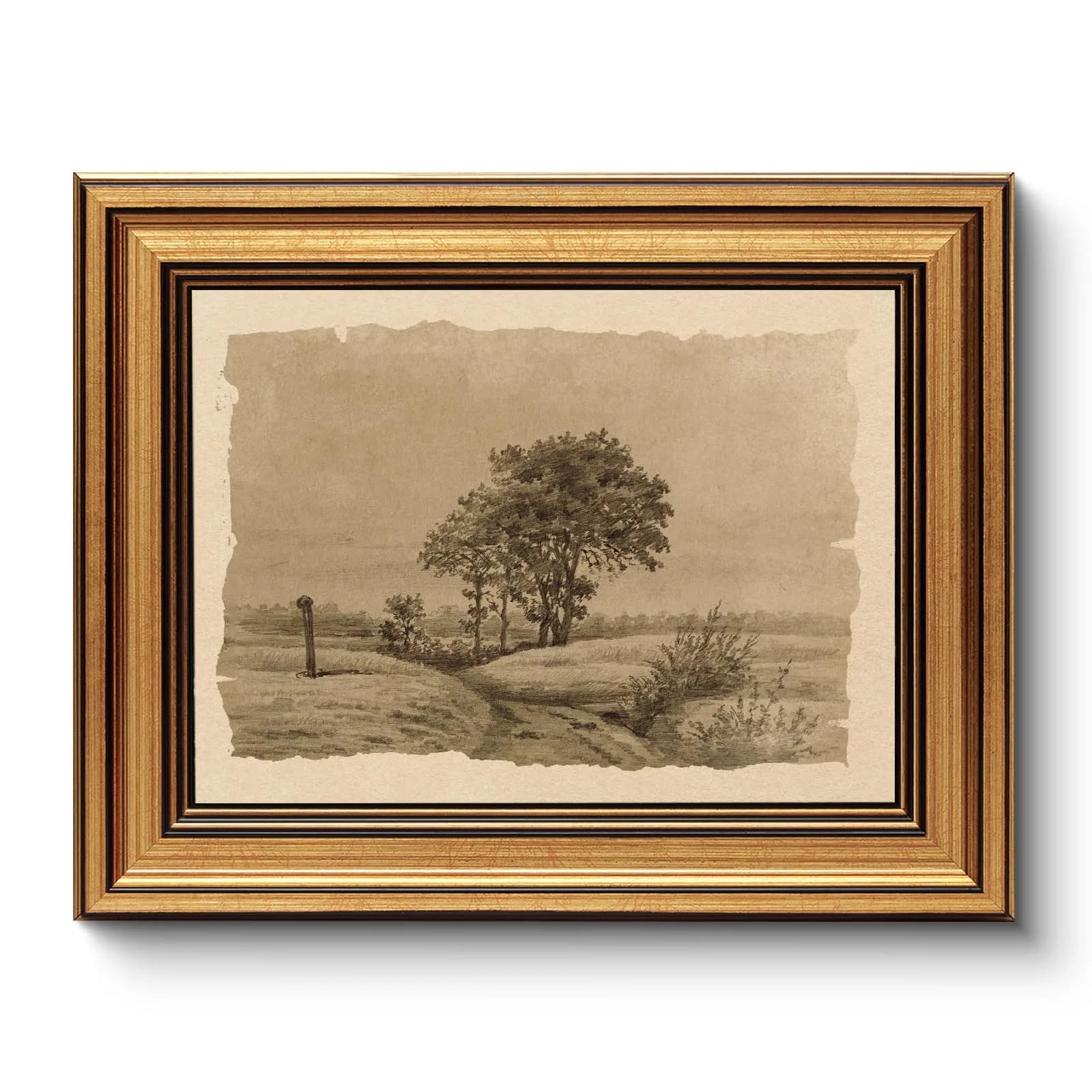 WHASAYART Gold Framed Vintage Wall Art for Living Room, Landscape Painting Prints Shelf Decor for Kitchen, Aesthetic Tree of Life Farmhouse Bedroom Wall Decor, Gifts for Family - Country Road 8x10in
