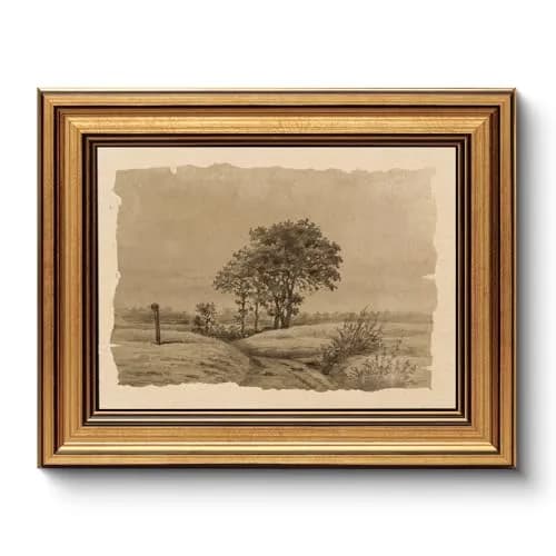 WHASAYART Gold Framed Vintage Wall Art for Living Room, Landscape Painting Prints Shelf Decor for Kitchen, Aesthetic Tree of Life Farmhouse Bedroom Wall Decor, Gifts for Family - Country Road 8x10in thumbnail 1